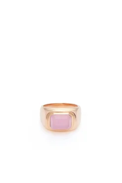Large Ring in 18K Rose Gold & Rose Quartz Stone