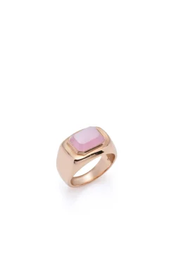 Large Ring in 18K Rose Gold & Rose Quartz Stone