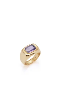 Large Ring in 18K Yellow Gold & Amethyst Stone