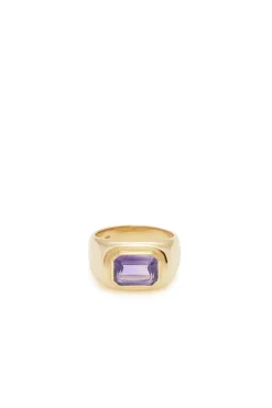 Large Ring in 18K Yellow Gold & Amethyst Stone