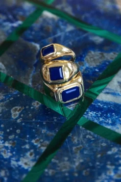 Large Ring in 18K Yellow Gold & Lapis Stone