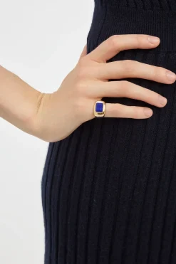 Large Ring in 18K Yellow Gold & Lapis Stone