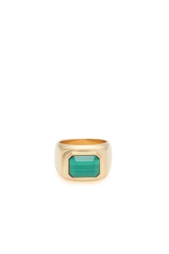 Large Ring in 18K Yellow Gold & Malachite Stone