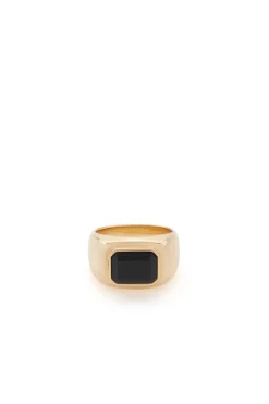 Large Ring in 18K Yellow Gold & Onyx