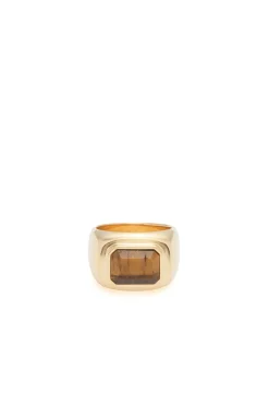 Large Ring in 18K Yellow Gold & Tiger's Eye Stone