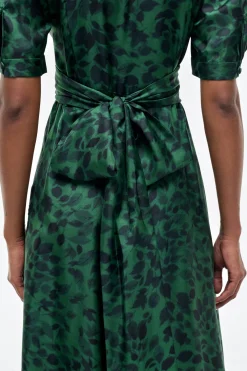 Larkin Maxi Dress in English Green Printed Silk Twill