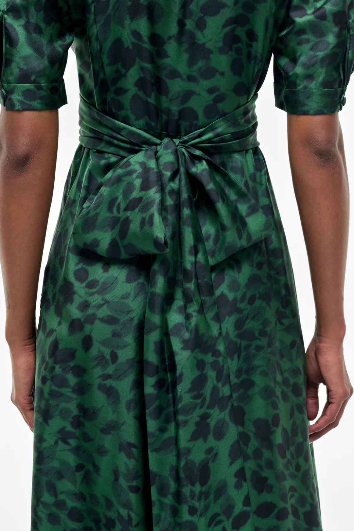 Larkin Maxi Dress in English Green Printed Silk Twill