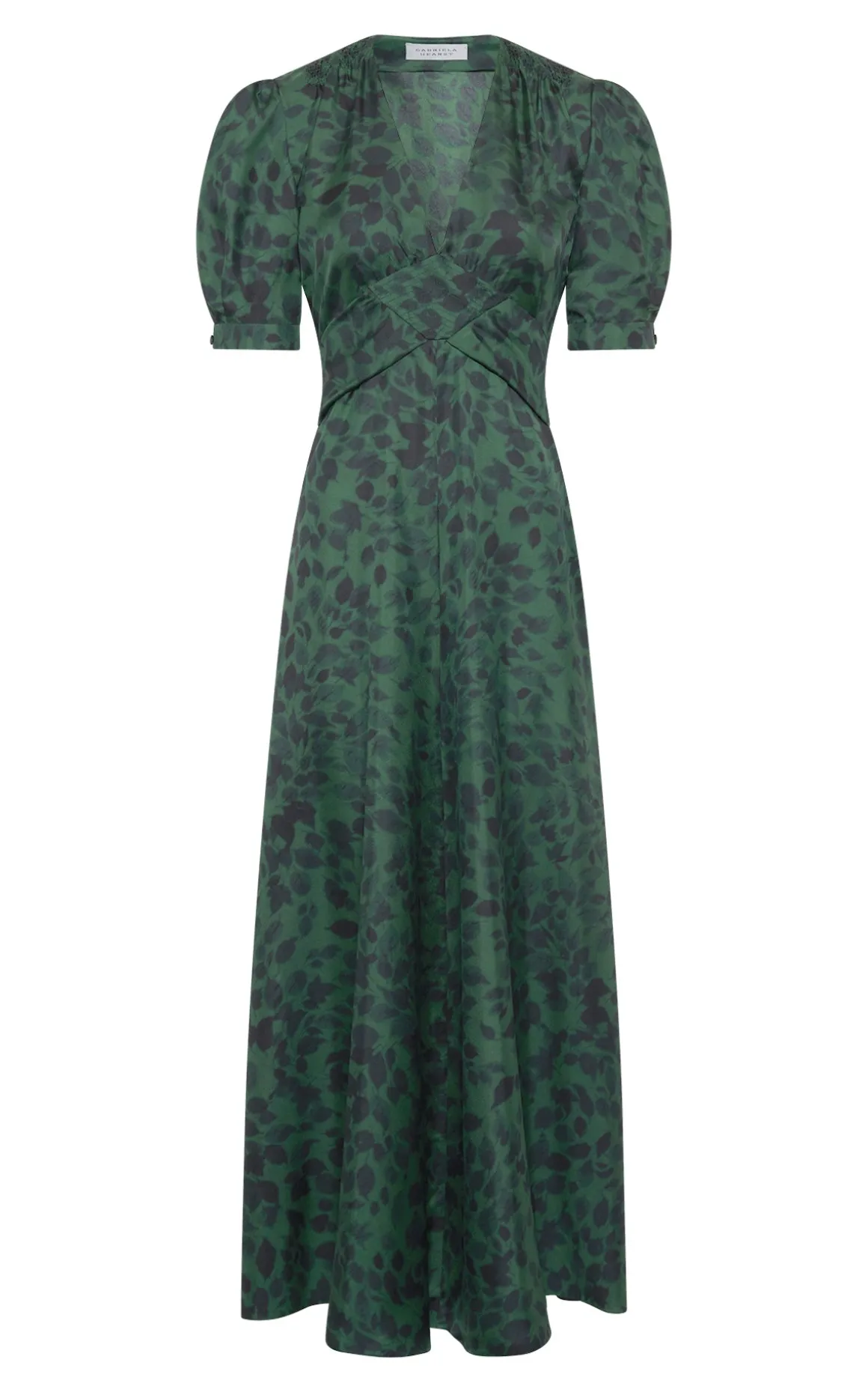 Larkin Maxi Dress in English Green Printed Silk Twill