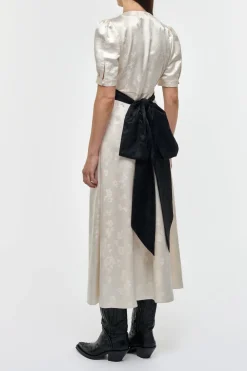 Larkin Maxi Dress in Ivory & Black Embroidered Silk
