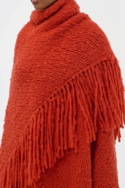 Lauren Knit Wrap in Antelope Orange Welfat Cashmere