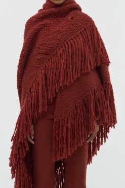 Lauren Knit Wrap in Burnt Sienna Welfat Cashmere