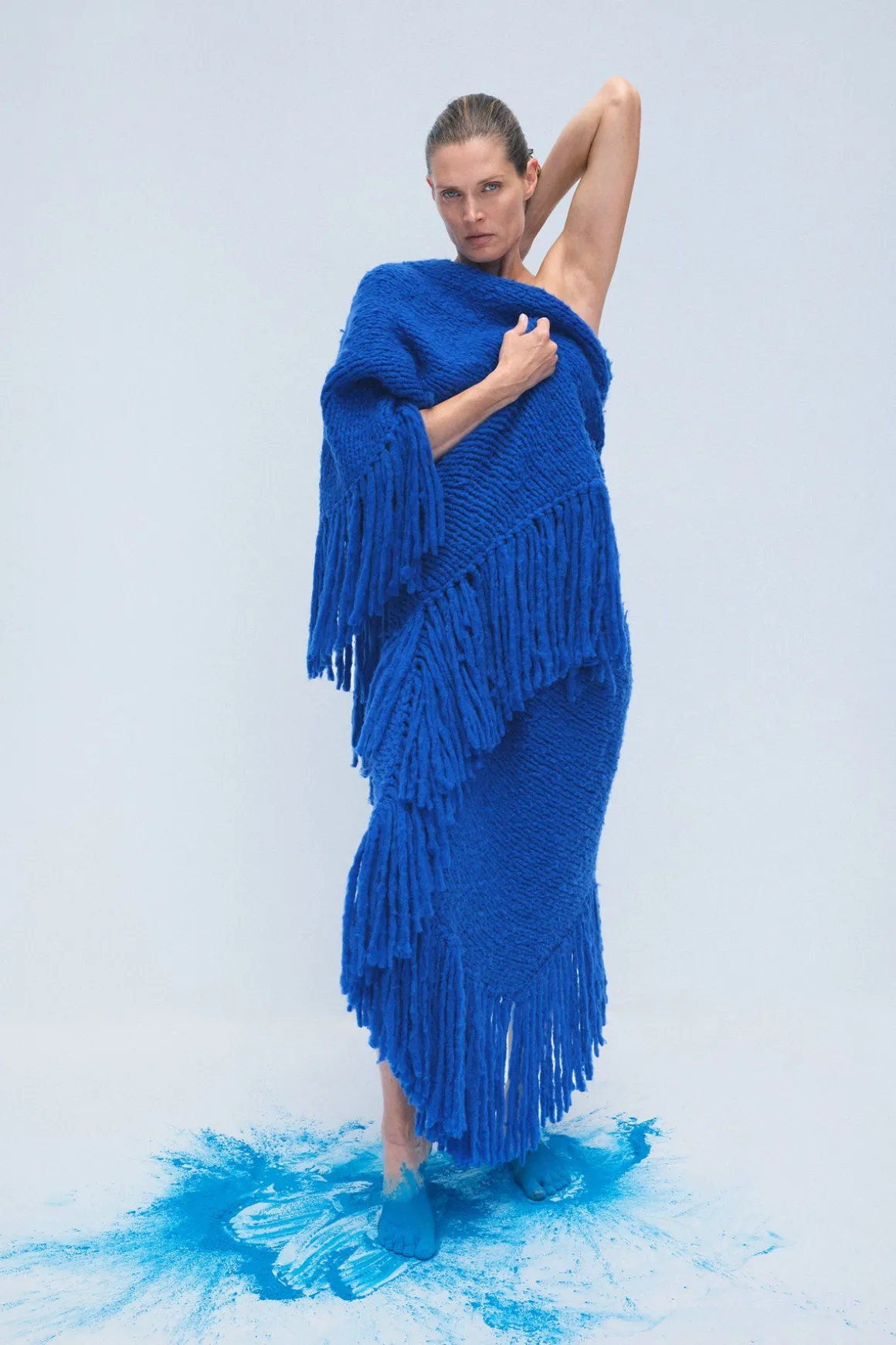 Lauren Knit Wrap in Cobalt Welfat Cashmere
