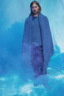 Lauren Knit Wrap in Cobalt Welfat Cashmere