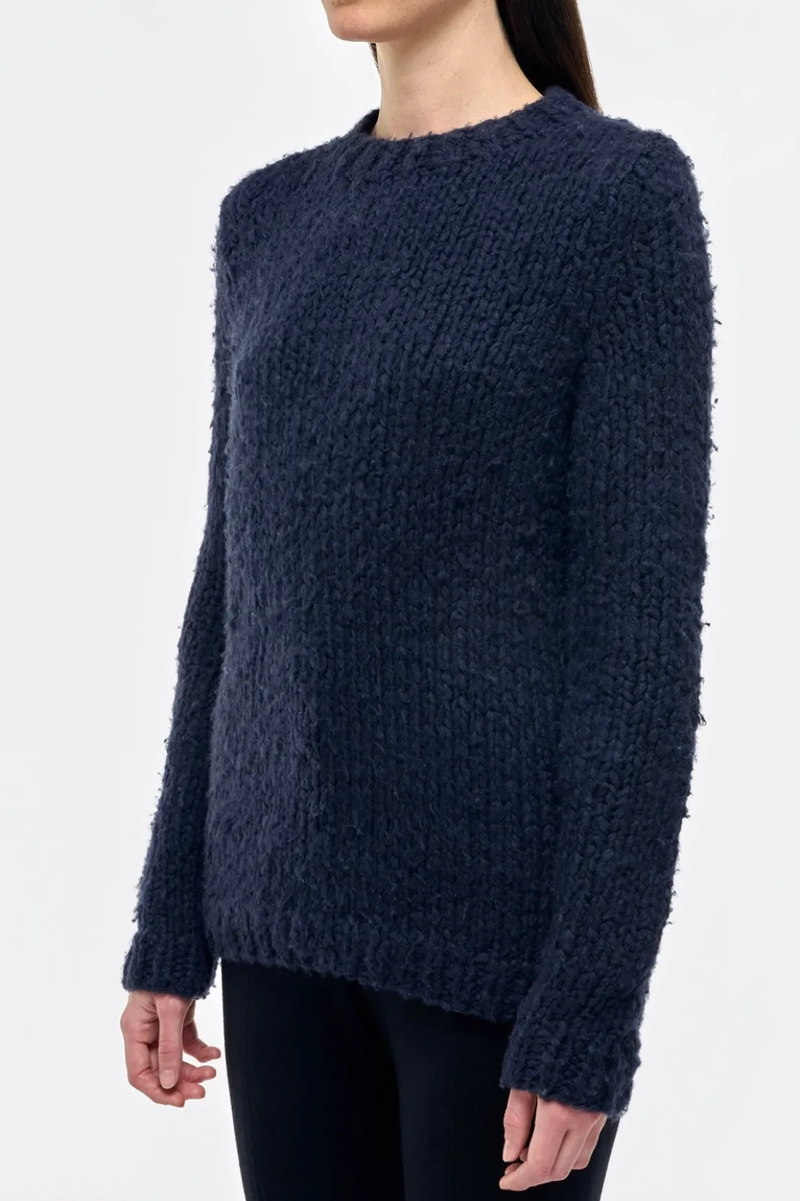 Lawrence Knit Sweater in Dark Navy Welfat Cashmere