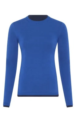 Leif Reversible Knit Sweater in Electric Navy & Cobalt Cashmere Silk