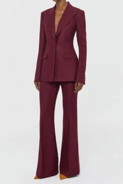 Leiva Blazer in Bordeaux Linen Twill