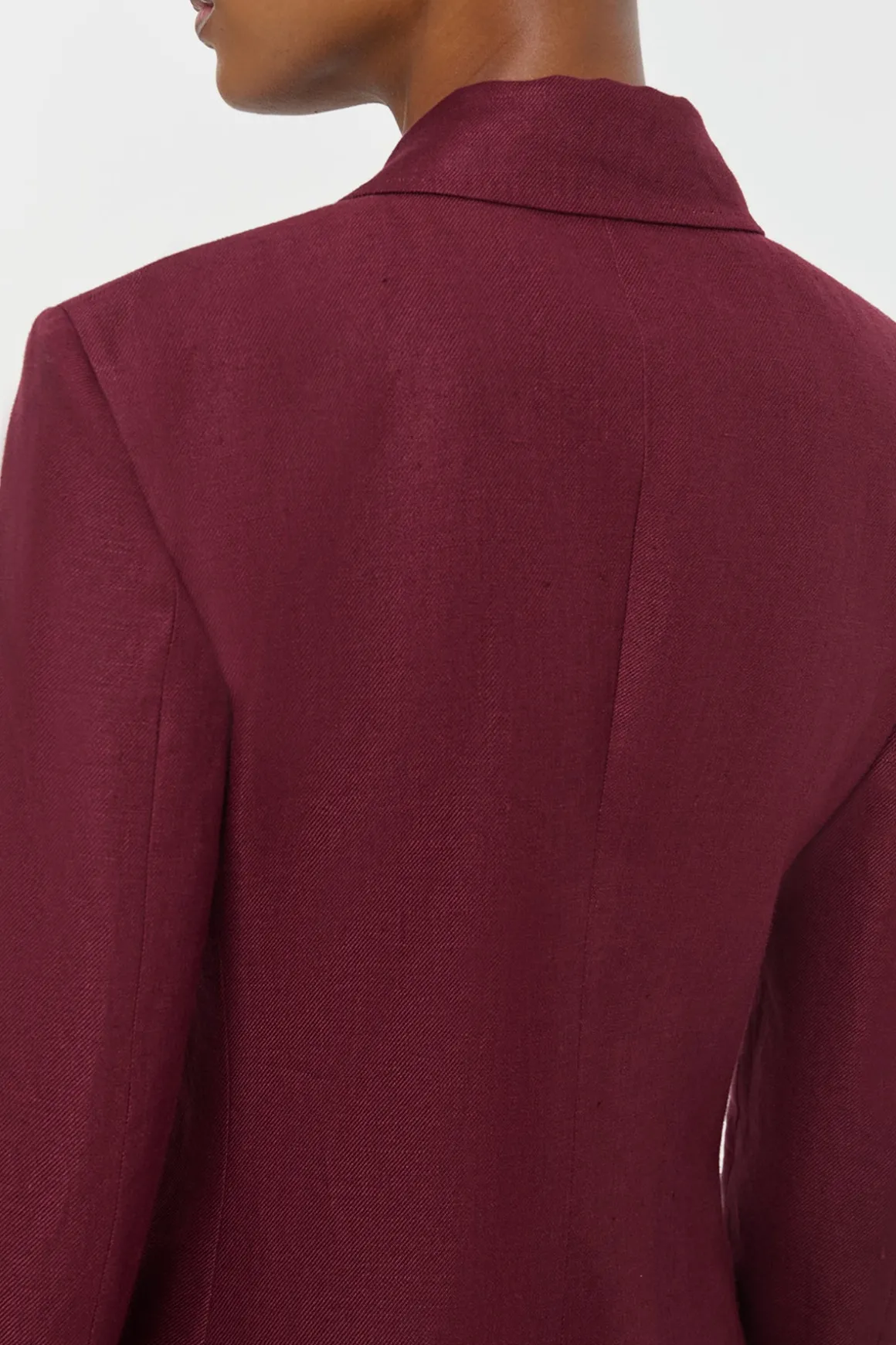 Leiva Blazer in Bordeaux Linen Twill