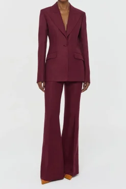 Leiva Blazer in Bordeaux Linen Twill