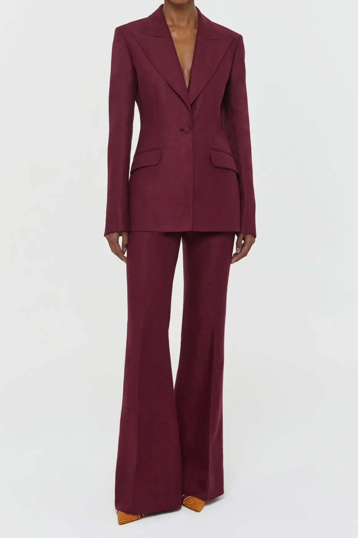 Leiva Blazer in Bordeaux Linen Twill
