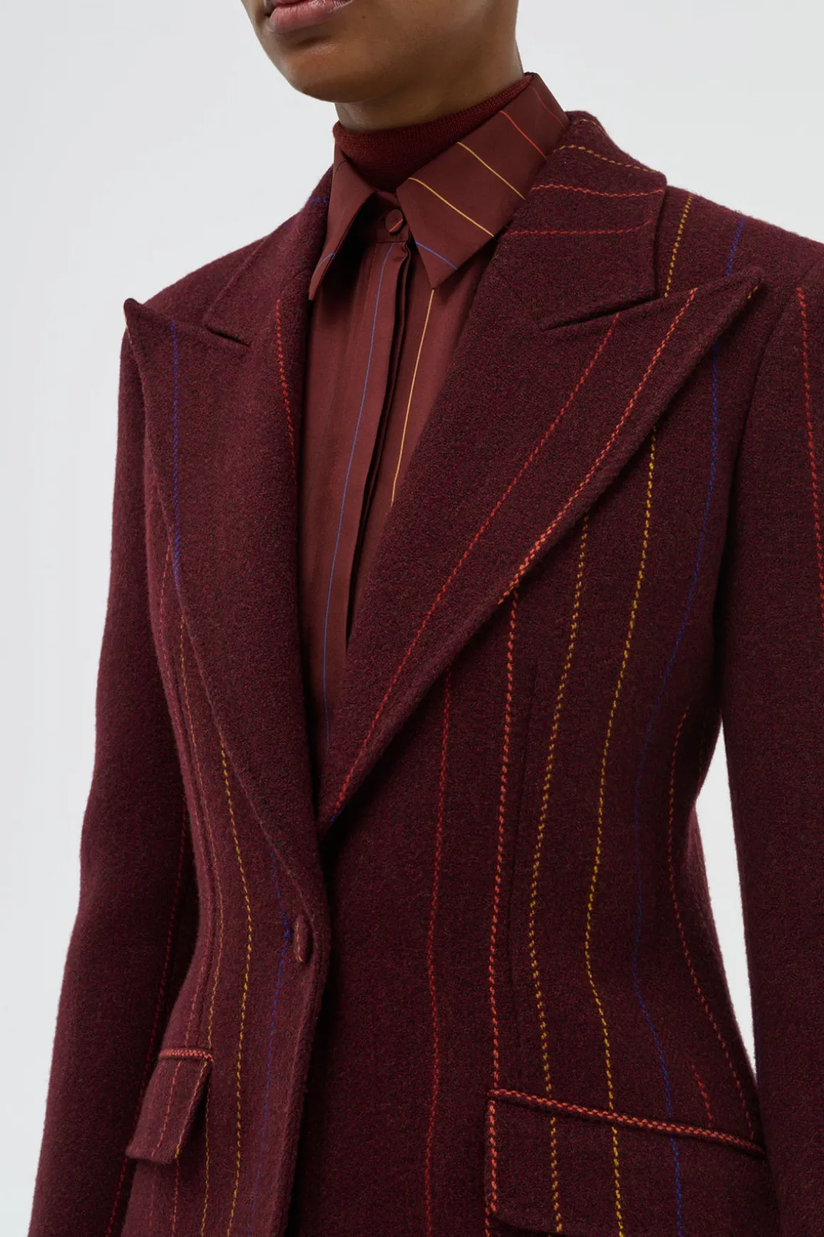 Leiva Blazer in Burnt Sienna Multi Pinstripe Wool Cashmere