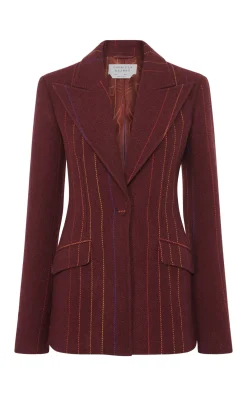 Leiva Blazer in Burnt Sienna Multi Pinstripe Wool Cashmere