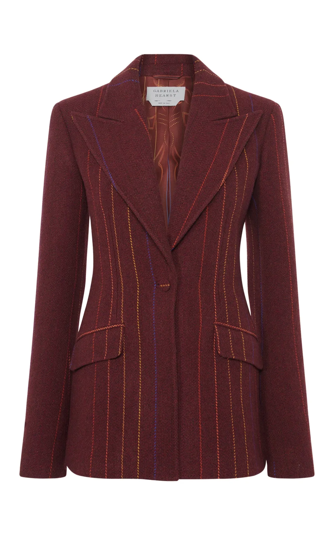 Leiva Blazer in Burnt Sienna Multi Pinstripe Wool Cashmere