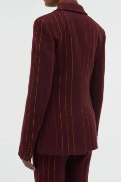 Leiva Blazer in Burnt Sienna Multi Pinstripe Wool Cashmere