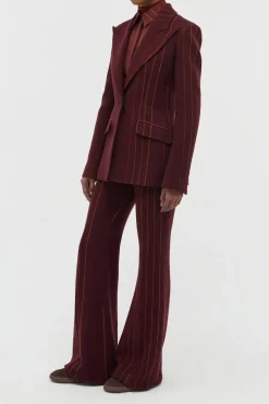 Leiva Blazer in Burnt Sienna Multi Pinstripe Wool Cashmere