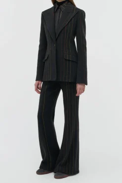 Leiva Blazer in Charcoal Multi Pinstripe Wool Cashmere