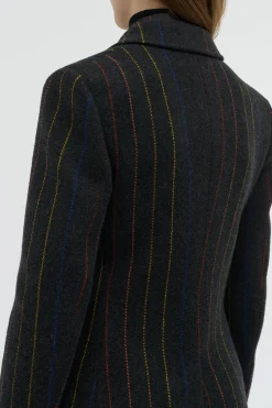 Leiva Blazer in Charcoal Multi Pinstripe Wool Cashmere