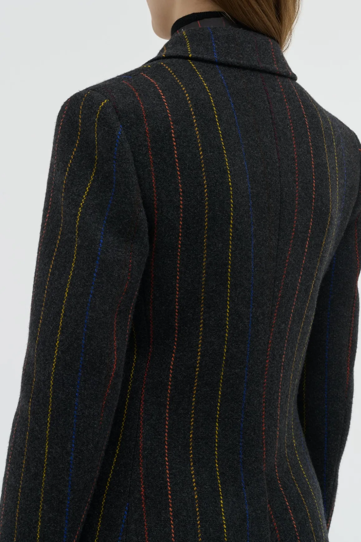 Leiva Blazer in Charcoal Multi Pinstripe Wool Cashmere