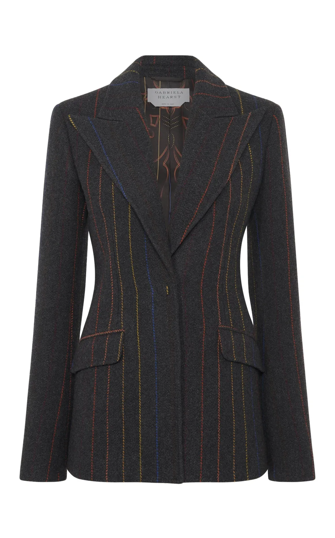 Leiva Blazer in Charcoal Multi Pinstripe Wool Cashmere