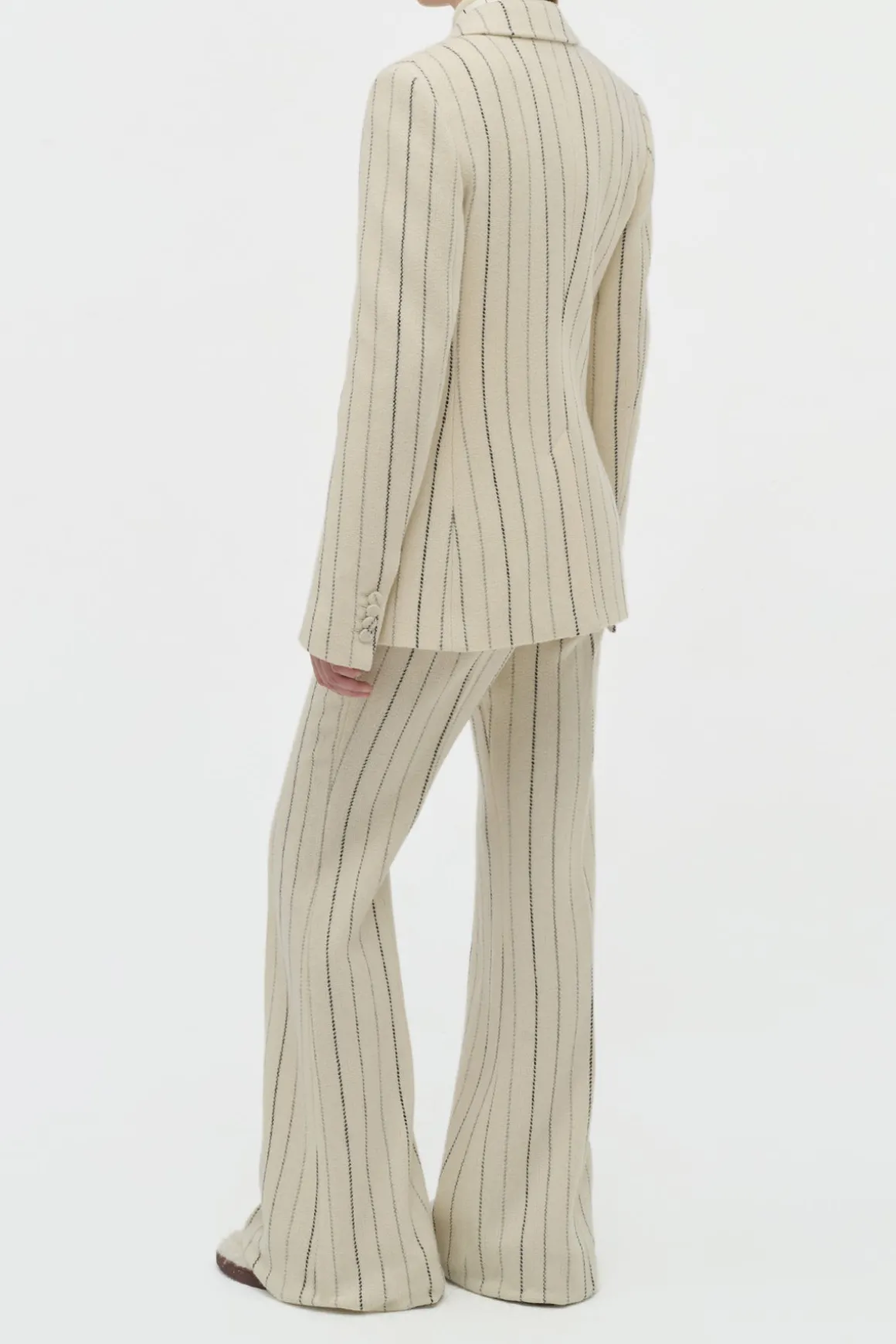 Leiva Blazer in Ivory Multi Pinstripe Wool Cashmere