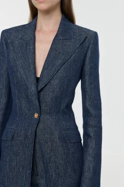 Leiva Blazer in Stone Washed Linen Denim