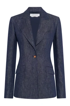 Leiva Blazer in Stone Washed Linen Denim