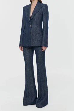 Leiva Blazer in Stone Washed Linen Denim