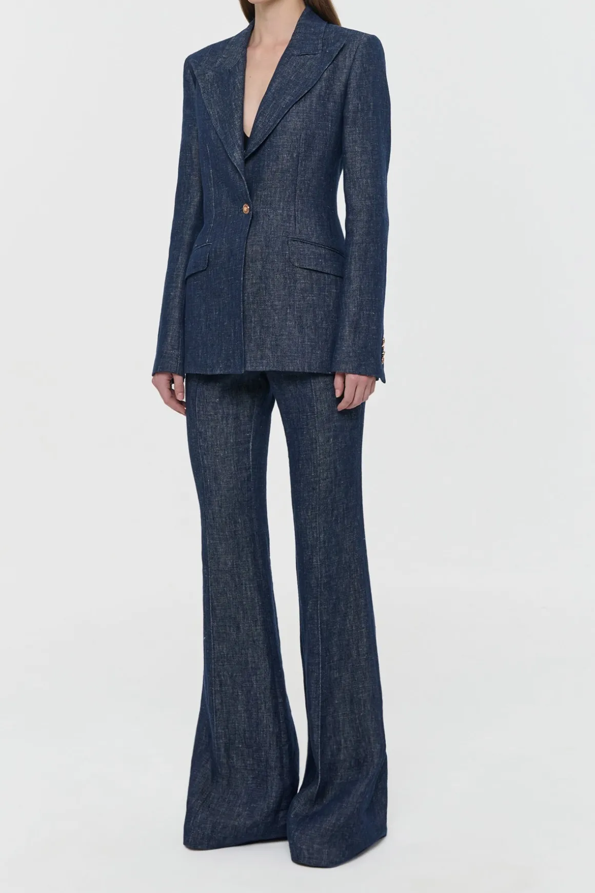 Leiva Blazer in Stone Washed Linen Denim