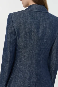 Leiva Blazer in Stone Washed Linen Denim