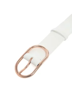 Link Buckle Belt in Ivory Leather