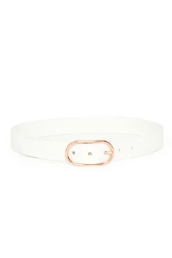 Link Buckle Belt in Ivory Leather