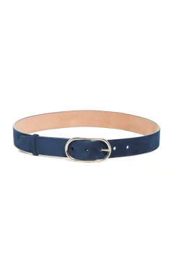 Link Buckle Belt in Navy Suede