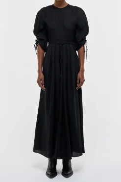 Linnea Maxi Dress in Black Aloe Linen