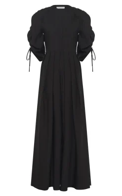 Linnea Maxi Dress in Black Aloe Linen