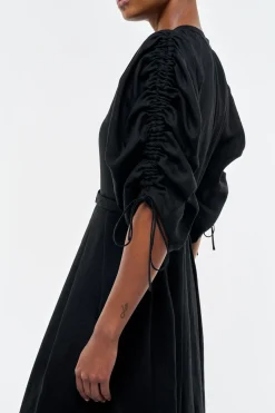 Linnea Maxi Dress in Black Aloe Linen