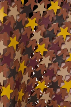 Lirael Patchwork Stars Midi Skirt in Multi Nappa Leather