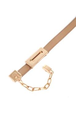 Lock Belt in Nude Leather