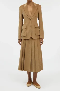 Louisa Blazer in Camel Sea island Cotton Corduroy