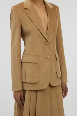 Louisa Blazer in Camel Sea island Cotton Corduroy