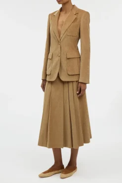 Louisa Blazer in Camel Sea island Cotton Corduroy