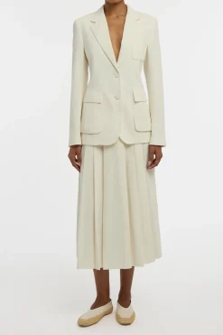 Louisa Blazer in Ivory Sea Island Cotton Corduroy